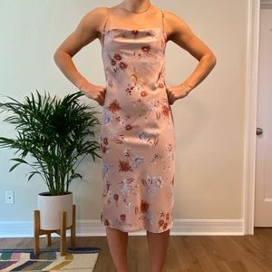 Lilac floral satin slip dress
